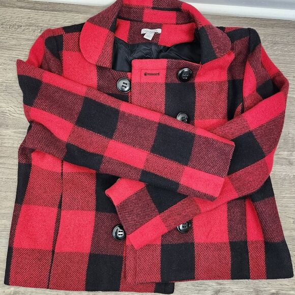 Relativity Jacket Buffalo Check Size PL Red and Black Plaid Wool warm cute - Picture 6 of 10